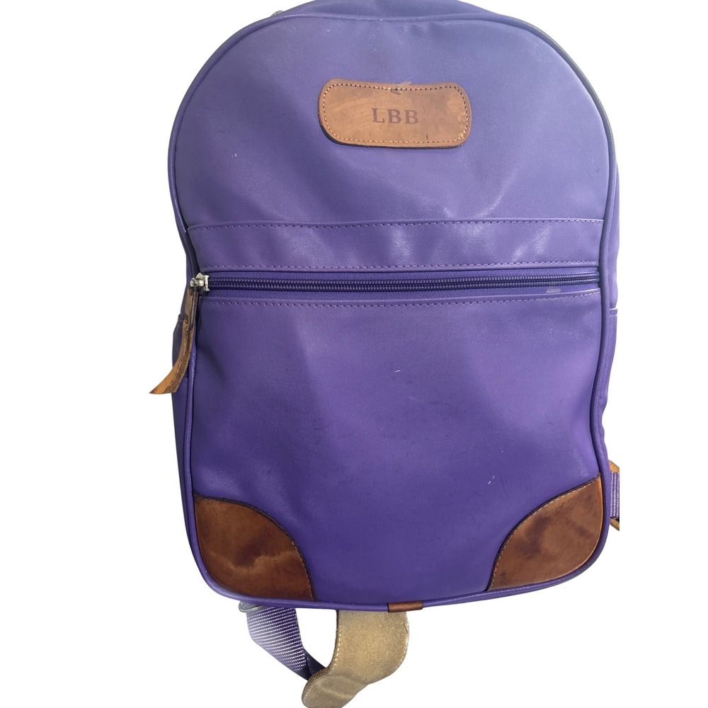 Jon‎ Hart Design Purple Coated Canvas Daypack Backpack Leather Trim Made in USA